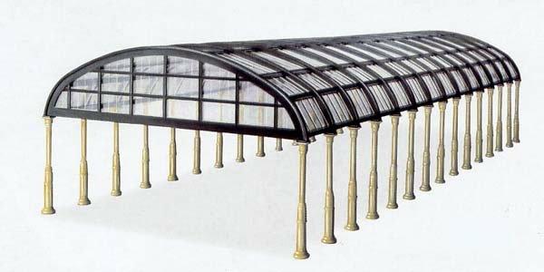 H0 Prosklen� hala n�stupi�t� pro 2 koleje